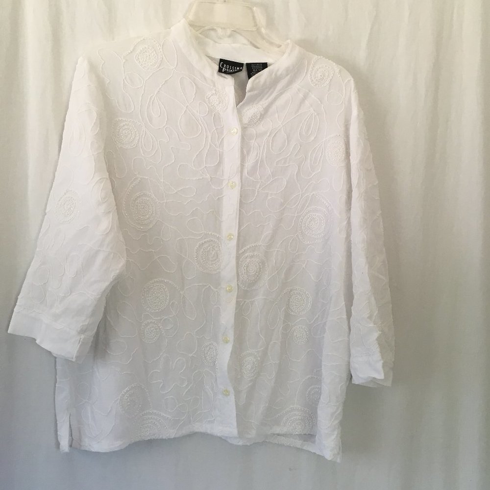 Crossing Pointe Embellished Button Up Blouse Sz XL